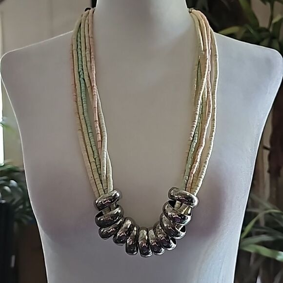 Vintage 26” 5 strand Pastel Seed bead Necklace with Screw latch. WOT - Picture 2 of 7